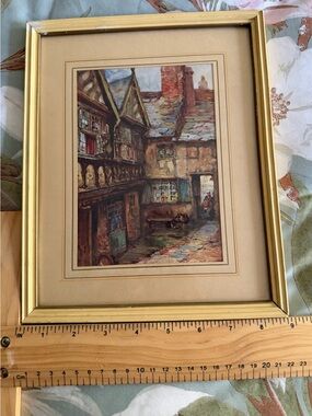 Vintage E.W. Haslehust "Stanley Palace Chester" Framed Print Gold Frame